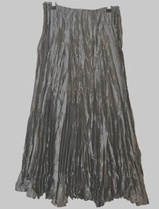 VINTAGE BELLINA SKIRT - SILVER SHIMMER CRUSHED PLEATED - TAFETTA LOOK - SIZE 10 - Picture 1 of 8