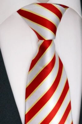 BEYTNUR Handgefertigte Herren Seide Krawatte, Rot / Weiss / Gold Model Nr. KB 28.3