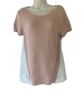 Suéter túnica Anthropologie Moth para mujer talla M manga corta tejido abierto rubor rosa - Imagen 1 de 8