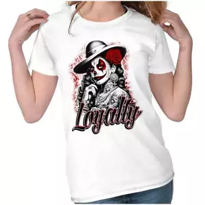 Cool Urban Loyalty Tattooed Chicana Clown Graphic T Shirts for Women T-Shirts - Picture 1 of 7