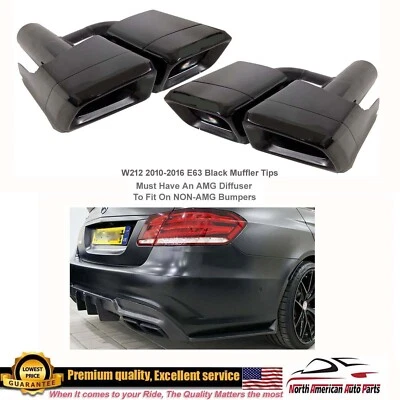 Труба с двойным логотипом выхлопной системы E63 Tips черная глушитель высшего качества W212 2010-2016 - Изображение 1 из 4