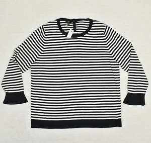 NEW Talbots Women's Pullover Sweater Crew Neck Striped Nylon Black Plus Size 2X - Picture 1 of 8