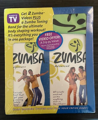 ZUMBA 2 VHS Set Beginners & Advanced NEW SEALED with Bonus BAND Vintage Original - Image 1 of 2