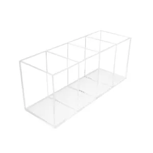 Acrylic Pen Holder 4 Compartments,Clear Pen Holder Organizer Makeup Brush Holder - Picture 1 of 7