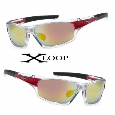 Gafas de sol Xloop Sports Designer bolsa gratuita marco transparente templos rojos Foto 1 de 4