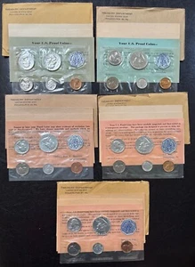 1959-1963 Lot of FIVE (5) US Mint Proof Sets in Cello Flat Pack 90% Silver - Bild 1 von 13