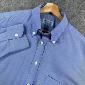 Camicia Hilditch & Key uomo 16,5 blu con bottoni Jermyn Street London cotone - Foto 1 di 12