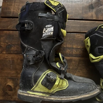 Fly Racing Maverick Motocross Motocicleta Botas Niños Niños 2 Negro Verde Foto 1 de 4