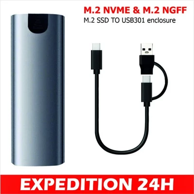 M.2 NVME SSD to USB 3.1 Enclosure, 10Gbps Dual Protocol M2 NVMe Enclosure - Image 1 of 4