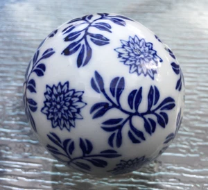 Blau & Weiß Floral Porzellan Dekorative Keramik 3" Teppich Kugel Floral Vintage - Bild 1 von 13