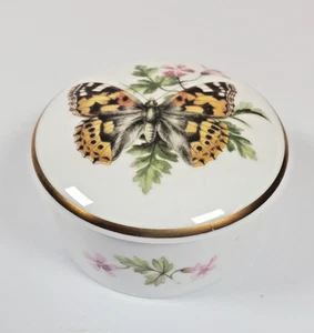 Royal Worcester Monarch Butterfly Trinket Box Fine Bone China Gold Trim Keepsake - Picture 1 of 6