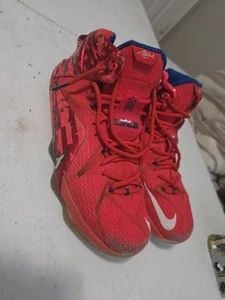 Nike Mens Lebron 12 XII USA Independence Day Sneakers 684593-616 Sz 11 Shoes Red - Picture 1 of 7