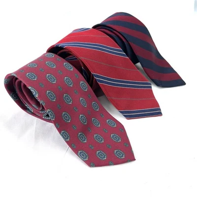 Винтажный лот Abercrombie Fitch Repp красный синий шелк шеи галстуки мужской английский опрятный - Изображение 1 из 4