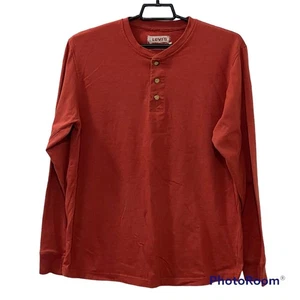 Camicia uomo Levis Henley taglia LG arancione manica lunga misto cotone camicia leggera - Foto 1 di 12
