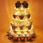 4 Tier Round Acrylic Cupcake Display Stand Holder With LED String Light Pastry