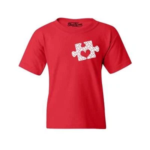Heart Puzzle Piece Autism Pocket Size Kids T-Shirt Neurodiversity Child Shirt - Picture 1 of 5