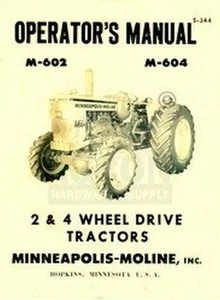 Manual del operador del propietario Minneapolis Moline M-602 M-604 - Imagen 1 de 1