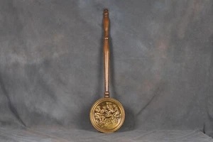 Vintage Brass Bed Warmer Wall Hanging Embossed Tavern Pub Scene England 30" Long - Picture 1 of 8
