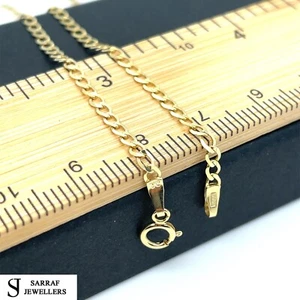 Nuevo collar de eslabones de cadena de bordillo plano de 2 mm de oro amarillo macizo de 9 quilates 16" 18" 20" 22" 24" - Imagen 1 de 13