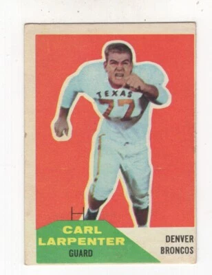 1960 FLEER FOOTBALL ROOKIE CARL LARPENTER DENVER BRONCOS #60       (#2) - Image 1 of 2