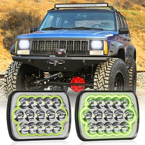 Faros cuadrados LED 2x7''7x6'' verde halo DRL para camioneta Toyota Jeep - Imagen 1 de 10