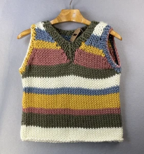 Einzigartiger handgestrickter Pullover Damen Medium ärmellos Pullover Tops Strick Grobstrick - Bild 1 von 8