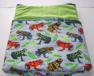 New Multicolor Jungle Frogs Double Flannel Baby Blanket Quilt Handmade - Picture 1 of 5