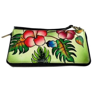 Swank Bags Leather Hand Painted Woman's Purse/Wallet, Flowers, Leaves AB-HP-499 - Picture 1 of 7