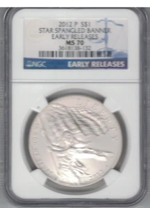 2012 P STAR SPANGLED BANNER $1 COMMEMORATIVE MS70 ER GRADED BY NGC - Picture 1 of 2