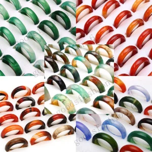 Lotes de 5 estilos 30 piezas de anillos al por mayor de piedras preciosas de ágata natural joyería regalo - Imagen 1 de 16
