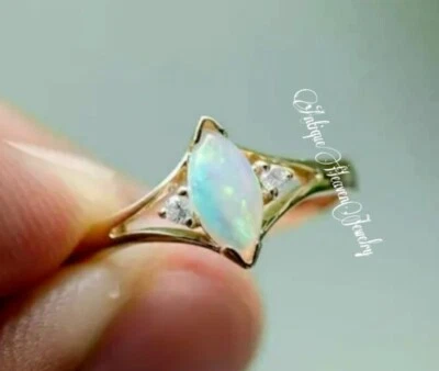 Ethiopian Opal Ring, White Opal Ring, Handmade Ring, Dainty Opal Ring - Image 1 of 4