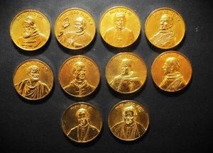 10 medallas de oro de metal de los Papas - hechas en PORTUGAL - Imagen 1 de 11