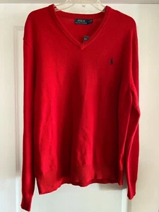 $98 NEW NWT POLO BY RALPH LAUREN PONY MENS BEAUTIFUL MARTIN RED SWEATER LARGE - Picture 1 of 6