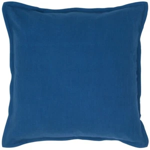 Blue Solid Flange Edged Modern Down Throw Pillow - Picture 1 of 2