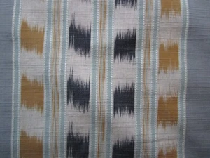 Suzanne Tucker's MIRAGE Ikat Woven Ethnic Stripe Blue Mustard Navy 2 sizes u pic - Picture 1 of 8