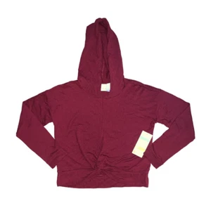 Zella Twist Front Tie Hoodie Girl’s Size Small (7/8) Red Rhubarb NWT - Picture 1 of 7
