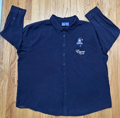 Camisa De Colección Disney Eeyore Abotonada Manga Larga Azul Para Mujer’s Bordada 3X Foto 1 de 4