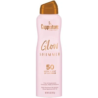Coppertone Glow с мерцающим солнцезащитным спреем, водостойкий, широкого спектра действия  - Изображение 1 из 4