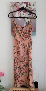 New Look Pink Oriental Floral Midi Wrap Dress, UK Size 8 New - Picture 1 of 12