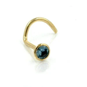 Nasenstecker, Zirkonia aqua, rund, 750 Gold Gelbgold, Goldpiercing, Damen - Picture 1 of 2
