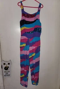 JOJO SIWA Closet girls 10/12 Sequin Pink Purple Blue Jumpsuit Romper b21 - Picture 1 of 4