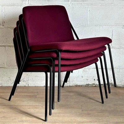 Pair of Workstories M.A.D Collection Sling Lounge Chairs Break Out Deep Red UK - Image 1 of 4