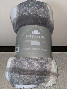 Fireside Home bedruckt grau kariert Sherpa Überwurf von Macy's neu im Paket 50"x60" - Bild 1 von 3