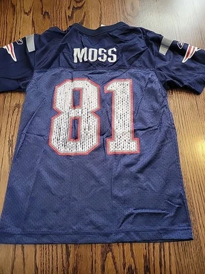 Camiseta de fútbol americano Reebok Randy Moss New England PATRIOTS NFL mediana 10-12 niños  Foto 1 de 4