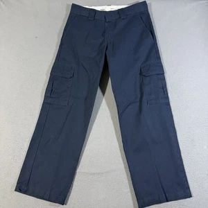 Dickies Pantalone Cargo Uomo 32x30 Relaxed Fit Blu Navy Gamba Dritta Abbigliamento da Lavoro - Foto 1 di 6