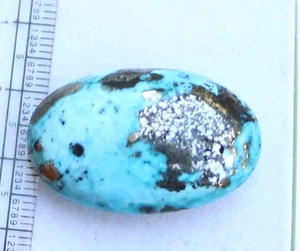 48,30 ct 21*32,5 mm natürlicher ovaler Cabochon Kingman blauer Türkis loser Edelstein - Bild 1 von 6