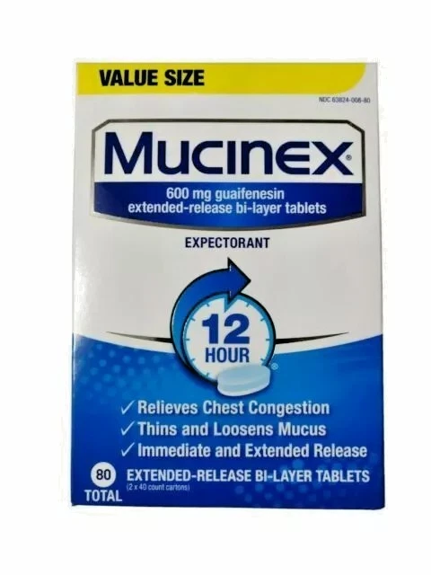 Mucinex 600mg 12hr Expectorante 80 Comprimidos Liberación Extendida Caduca 2/2027+ Foto 1 de 1
