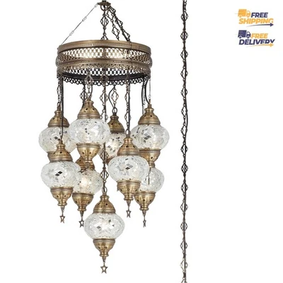 Люстра мозаичная ручной работы из 9 предметов - роскошная турецкая и марокканская стеклянная легкая - Изображение 1 из 3