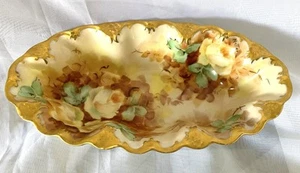 Plato Haviland France Limoges pintado a mano firmado rosas amarillas Ogden Merrill - Imagen 1 de 10