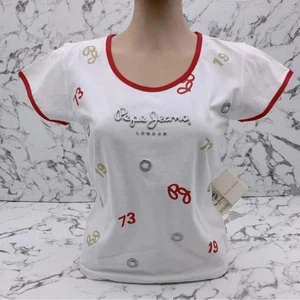 Damen-T-Shirt Pepe Jeans rot | weiß britische Flagge neu mit Etikett - Bild 1 von 11